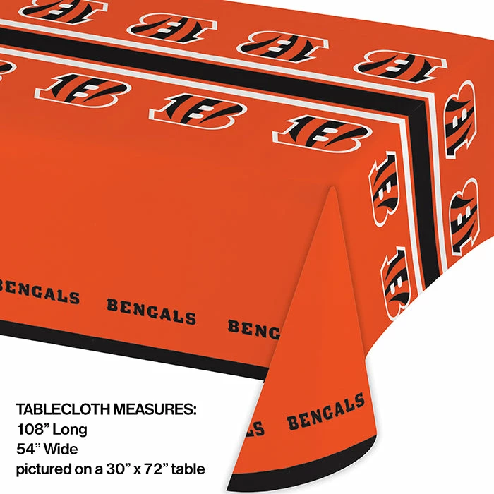 Creative Converting Cincinnati Bengals Plastic Table Cover, 54" X 102"