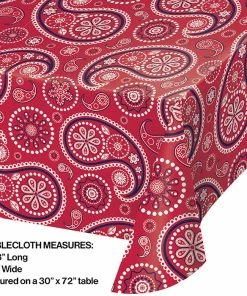 Creative Converting Red Paisley Plastic Table Cover, 54" X 108" Themed Tableware