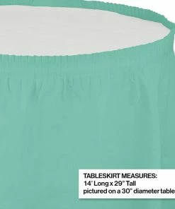 Creative Converting Solid Color Tableware Fresh Mint Plastic Tableskirt, 14' X 29"
