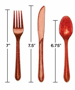 Creative Converting Christmas Party Supplies Glitz Red Plastic Cutlery Set, 24 Ct