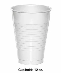 Creative Converting Solid Color Tableware White Premium Plastic Cups 12 Oz., 20 Ct