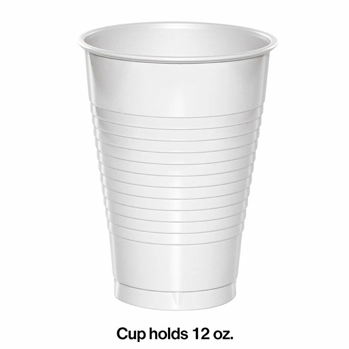 Creative Converting Solid Color Tableware White Premium Plastic Cups 12 Oz., 20 Ct