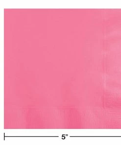 Creative Converting Solid Color Tableware Candy Pink Beverage Napkin, 3 Ply, 50 Ct