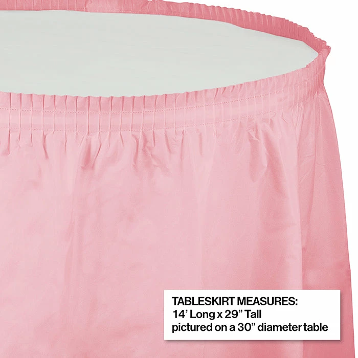 Creative Converting Solid Color Tableware Classic Pink Plastic Tableskirt, 14' X 29"