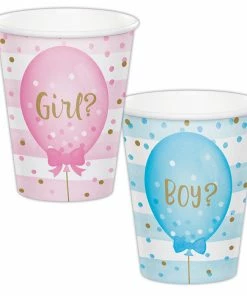 Creative Converting Gender Reveal Balloons Hot/Cold Paper Cups 9 Oz., 8 Ct