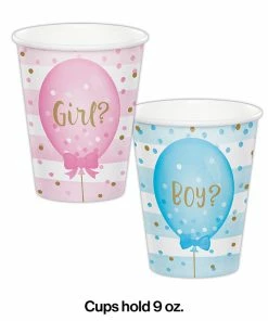 Creative Converting Gender Reveal Balloons Hot/Cold Paper Cups 9 Oz., 8 Ct