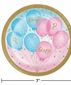 Creative Converting Gender Reveal Balloons Dessert Plates, 8 Ct