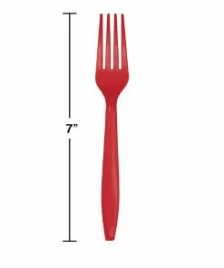 Creative Converting Solid Color Tableware Classic Red Plastic Forks, 50 Ct