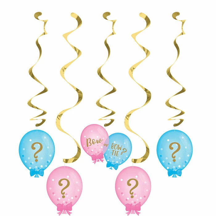 Creative Converting Gender Reveal Balloons Dizzy Danglers, 5 Ct Baby Showers