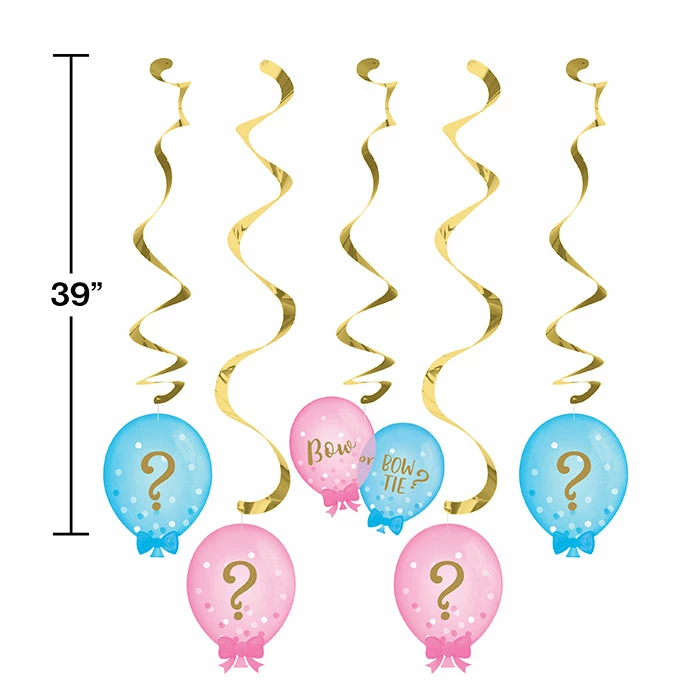 Creative Converting Gender Reveal Balloons Dizzy Danglers, 5 Ct Baby Showers