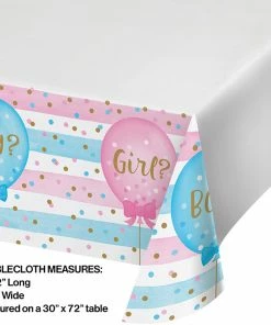 Creative Converting Baby Showers Gender Reveal Balloons Plastic Tablecover Border Print, 54" X 102"