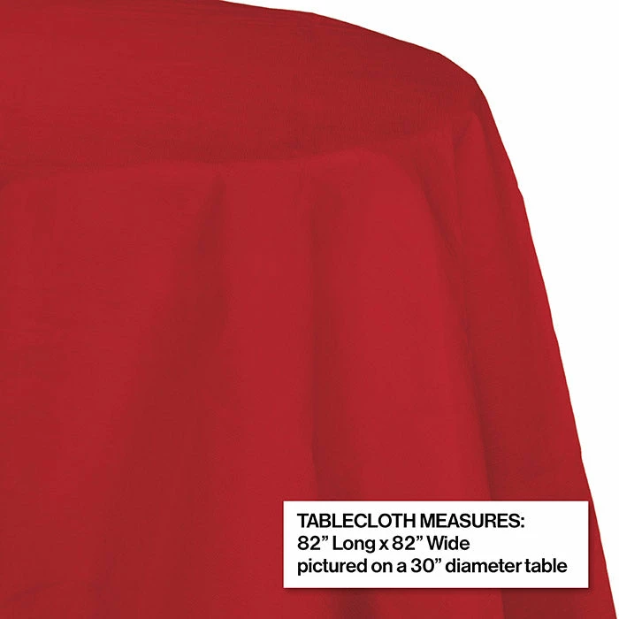 Creative Converting Solid Color Tableware Classic Red Tablecover, Octy Round 82" Polylined Tissue