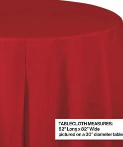 Creative Converting Classic Red Tablecover, Octy Round 82" Plastic