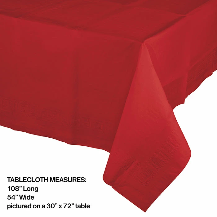 Creative Converting Classic Red Tablecover 54"X 108" Polylined Tissue Solid Color Tableware