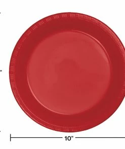 Creative Converting Solid Color Tableware Classic Red Plastic Banquet Plates, 20 Ct