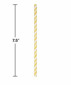 Creative Converting School Bus Yellow Striped Paper Straws, 24 Ct