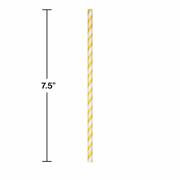 Creative Converting School Bus Yellow Striped Paper Straws, 24 Ct