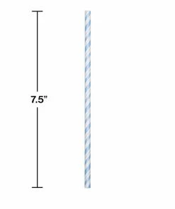Creative Converting Pastel Blue Striped Paper Straws, 24 Ct Solid Color Tableware