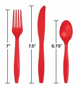 Creative Converting Classic Red Assorted Plastic Cutlery, 24 Ct Solid Color Tableware
