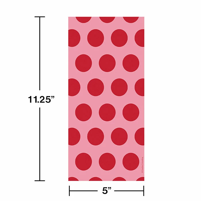 Creative Converting Solid Color Tableware Classic Red Polka Dot Favor Bags, 20 Ct