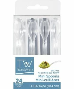 Creative Converting Solid Color Tableware Clear Mini Appetizer Spoons, 24 Ct
