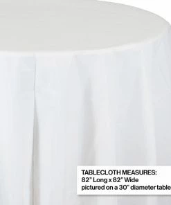 Creative Converting White Tablecover, Octy Round 82" Plastic Solid Color Tableware