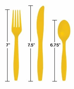 Creative Converting School Bus Yellow Assorted Cutlery, 18 Ct Solid Color Tableware