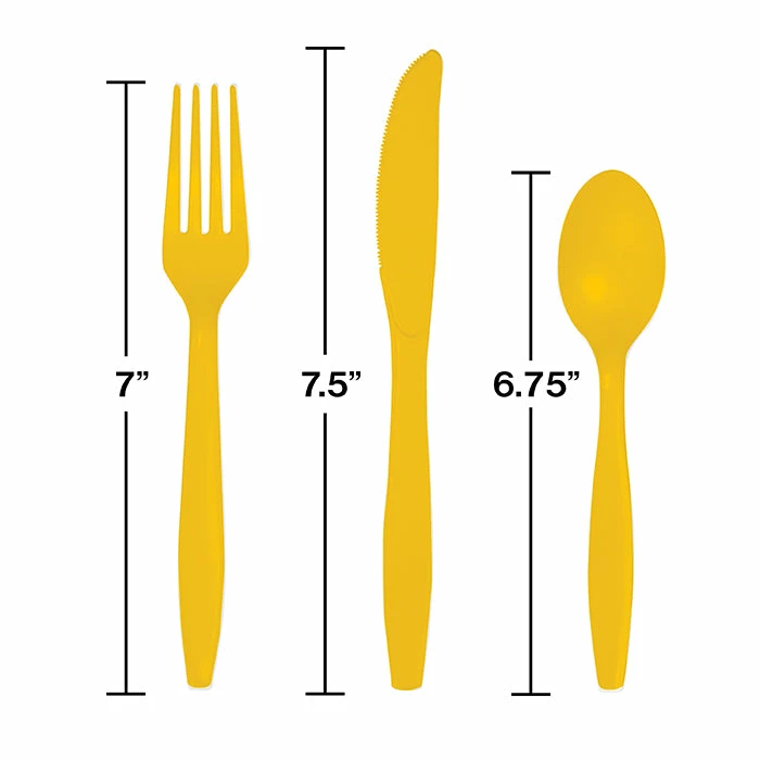 Creative Converting School Bus Yellow Assorted Cutlery, 18 Ct Solid Color Tableware