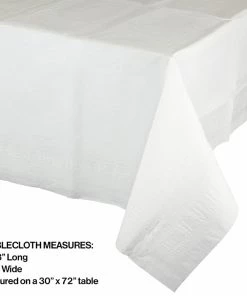 Creative Converting White Tablecover 54"X 108" Polylined Tissue Solid Color Tableware