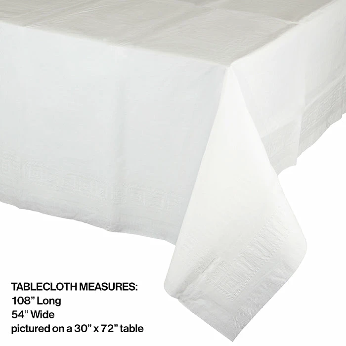 Creative Converting White Tablecover 54"X 108" Polylined Tissue Solid Color Tableware