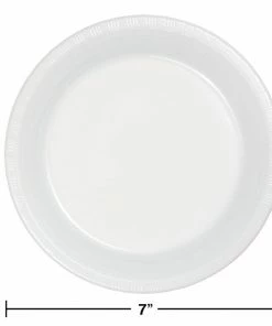 Creative Converting Solid Color Tableware White Prem Plastic Dessert Plates, 20 Ct