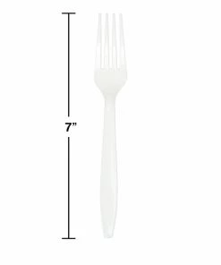 Creative Converting Solid Color Tableware White Premium Plastic Forks, 24 Ct