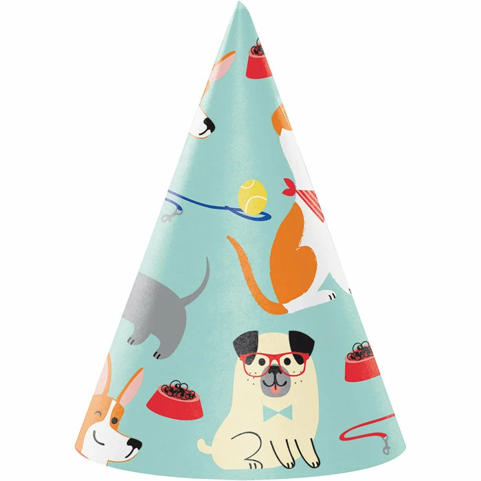 Creative Converting Kids Birthday Party Themes Dog Party Party Hats, 8 Ct