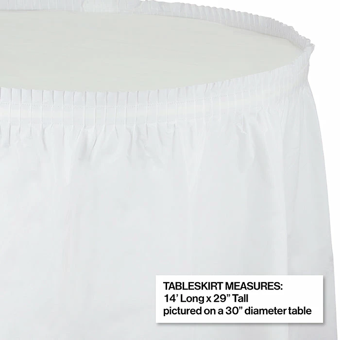 Creative Converting White Plastic Tableskirt, 14' X 29"