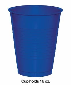 Creative Converting Cobalt Blue Plastic Cups, 20 Ct Solid Color Tableware