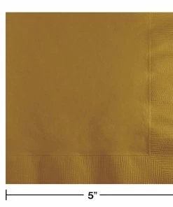 Creative Converting Glittering Gold Beverage Napkin, 3 Ply, 50 Ct Solid Color Tableware