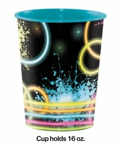 Creative Converting Glow Party Plastic Keepsake Cup 16 Oz. Kids Birthday Party Themes