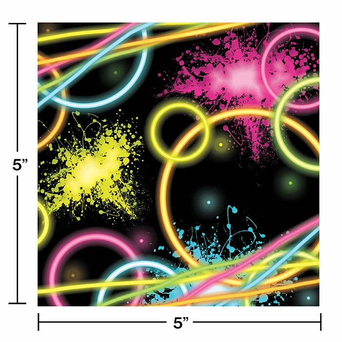 Creative Converting Kids Birthday Party Themes Glow Party Beverage Napkins, 16 Ct