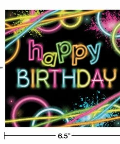 Creative Converting Kids Birthday Party Themes Glow Party Birthday Napkins, 16 Ct
