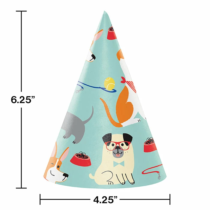 Creative Converting Kids Birthday Party Themes Dog Party Party Hats, 8 Ct