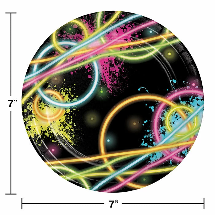 Creative Converting Glow Party Dessert Plates, 8 Ct Kids Birthday Party Themes