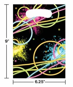 Creative Converting Kids Birthday Party Themes Glow Party Favor Bags, 8 Ct