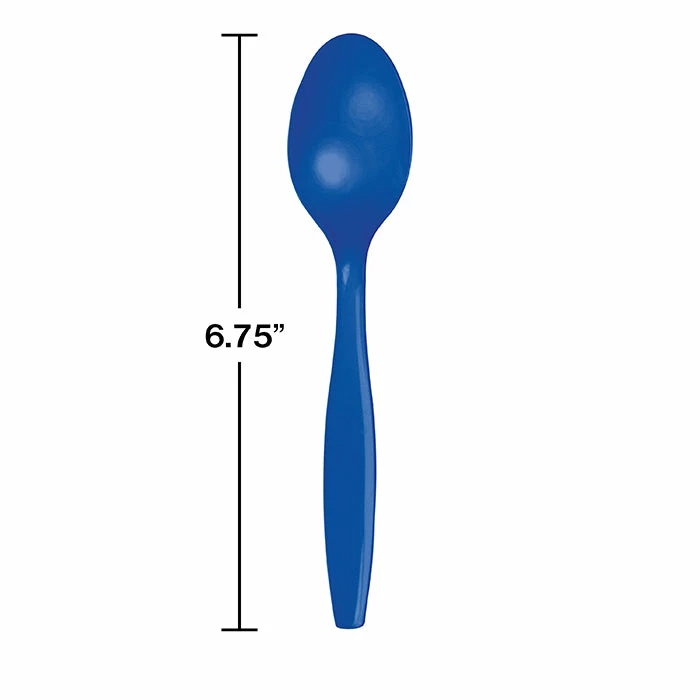 Creative Converting Solid Color Tableware Cobalt Blue Plastic Spoons, 24 Ct