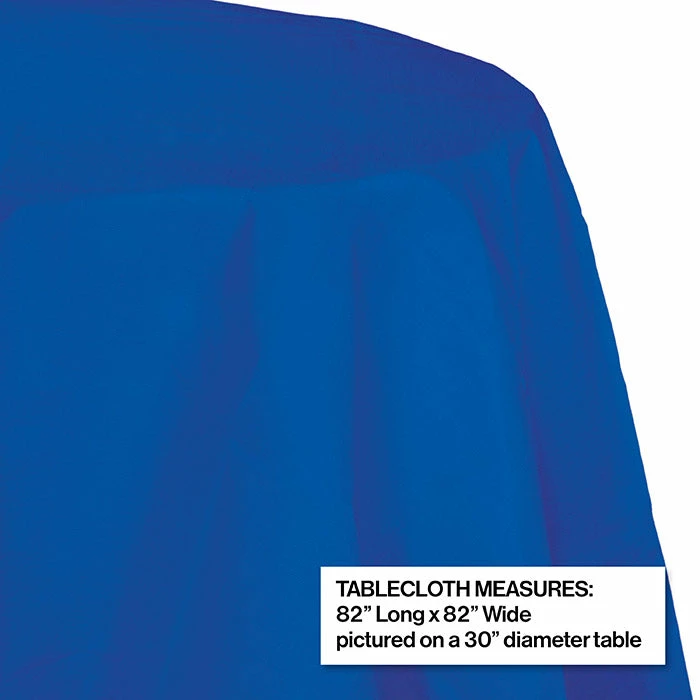 Creative Converting Solid Color Tableware Cobalt Tablecover, Octy Round 82" Polylined Tissue