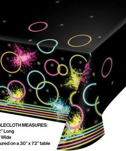 Creative Converting Kids Birthday Party Themes Glow Party Plastic Tablecover All Over Print, 54" X 102"