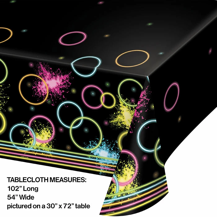 Creative Converting Kids Birthday Party Themes Glow Party Plastic Tablecover All Over Print, 54" X 102"