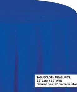 Creative Converting Solid Color Tableware Cobalt Tablecover, Octy Round 82" Plastic