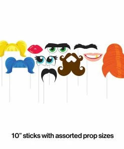 Creative Converting Funny Faces Photo Booth Props, 10 Ct