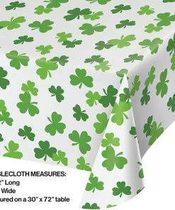 Creative Converting St. Patrick's Day Party Decorations Shamrock Plastic Table Cover