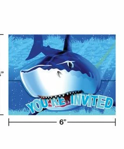 Creative Converting Shark Splash Invitation, Gatefold, 8 Ct